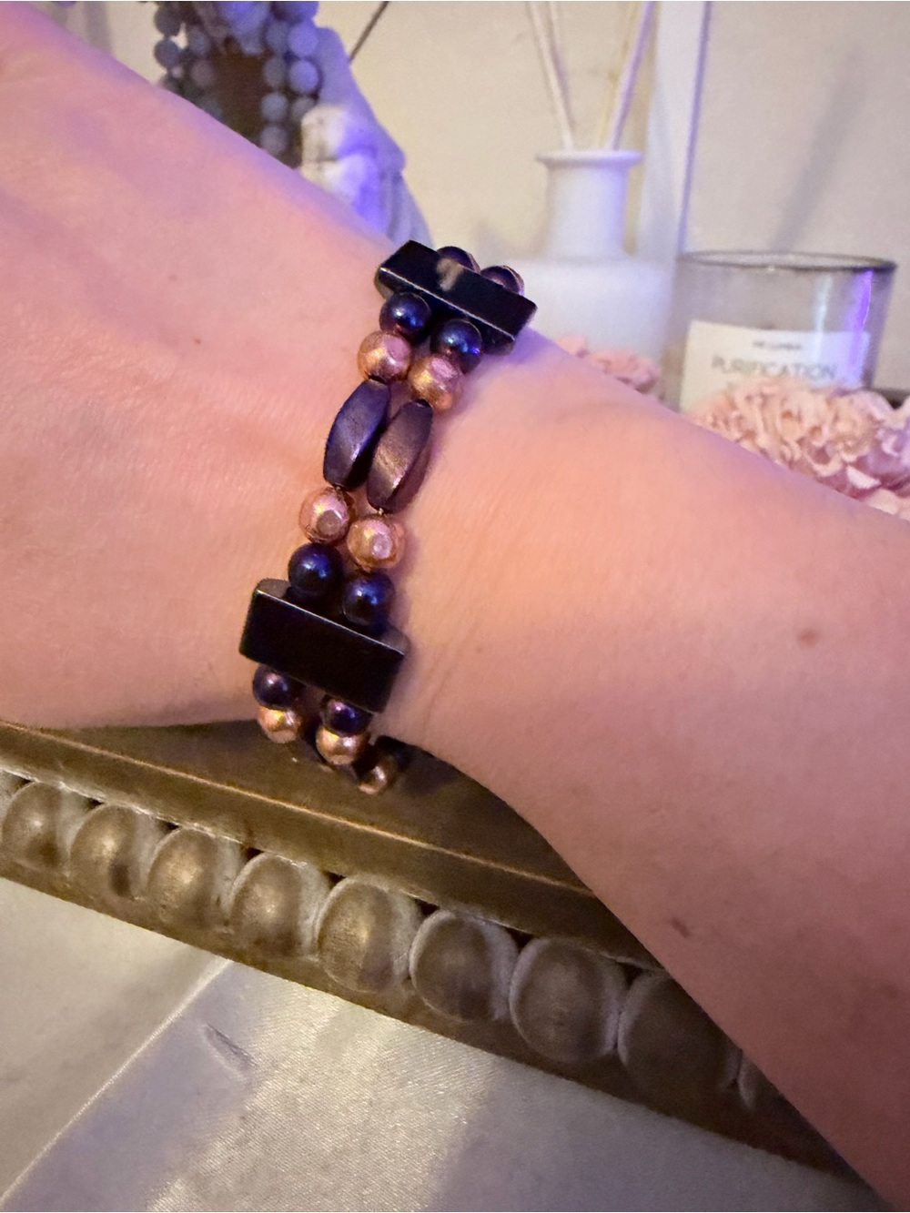 Purple, Black, and Copper Magnetic & Energy Infused in Sedona Bracelet